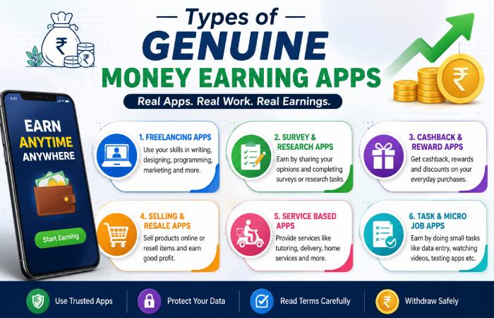 Types of Genuine Money Earning Apps