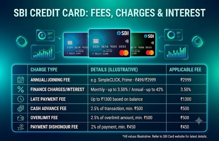 SBI Credit Card Fees and interest