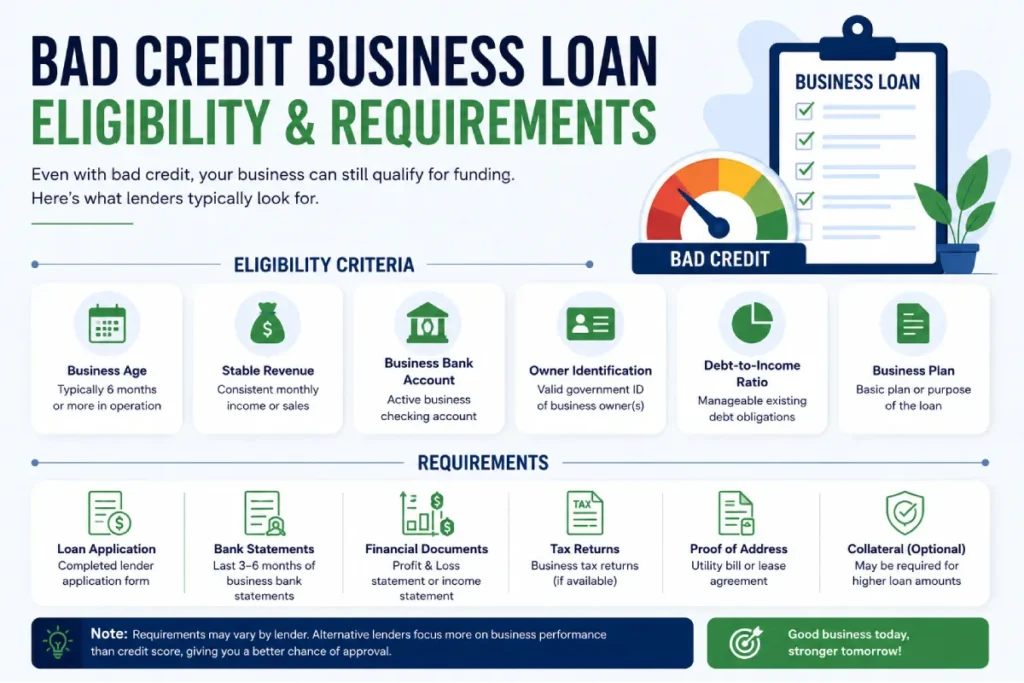 bad credit business loan eligibility & requirements